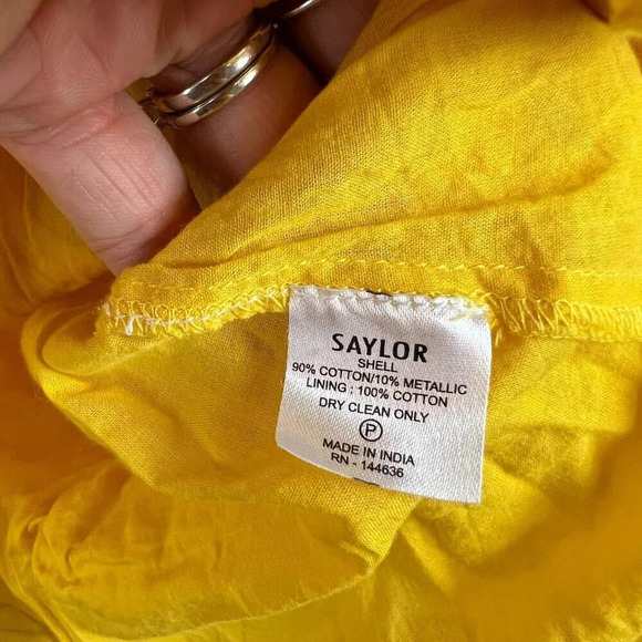 Saylor Adrianne Ruffle-Sleeve Mini Dress Size XS Yellow Stripes Smocked - Picture 10 of 10